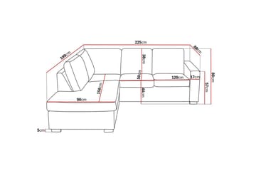 Crazy 3-seters Venstrevendt L-formet Sjeselongsofa i Stoff - Mørk grå - Møbler - Sofaer - Sofaer med sjeselong - 2 seters sofa med divan