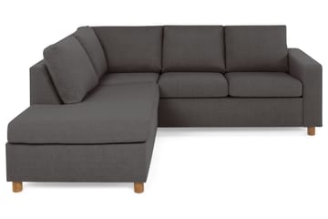 Crazy 3-seters Venstrevendt L-formet Sjeselongsofa i Stoff - Mørk grå - Møbler - Sofaer - Sofaer med sjeselong - 2 seters sofa med divan