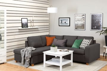 Crazy 3-seters Venstrevendt L-formet Sjeselongsofa i Stoff - Mørk grå - Møbler - Sofaer - Sofaer med sjeselong - 2 seters sofa med divan