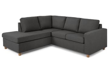 Crazy 3-seters Venstrevendt L-formet Sjeselongsofa i Stoff - Mørk grå - Møbler - Sofaer - Sofaer med sjeselong - 2 seters sofa med divan