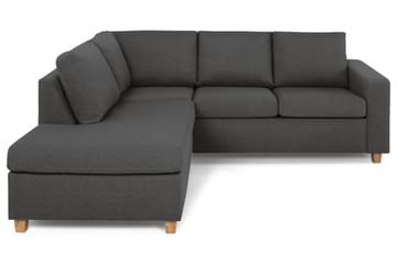 Crazy 3-seters Venstrevendt L-formet Sjeselongsofa i Stoff - Mørk grå - Møbler - Sofaer - Sofaer med sjeselong - 2 seters sofa med divan