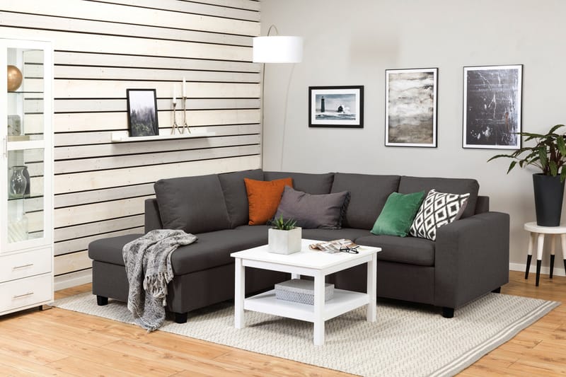 Crazy 3-seters Venstrevendt L-formet Sjeselongsofa i Stoff - Mørk grå - Møbler - Sofaer - Sofaer med sjeselong - 2 seters sofa med divan