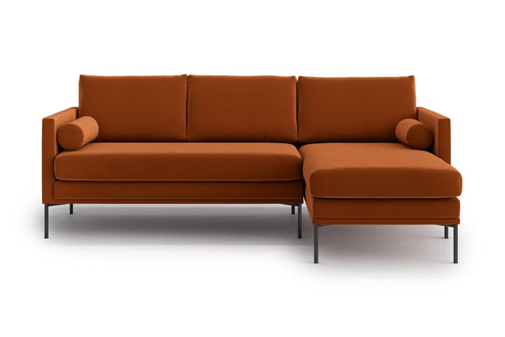 3-seter Divansofa Nauro - Fløye/Oransje/Brun - 3 seters sofa med divan - Sofaer med sjeselong