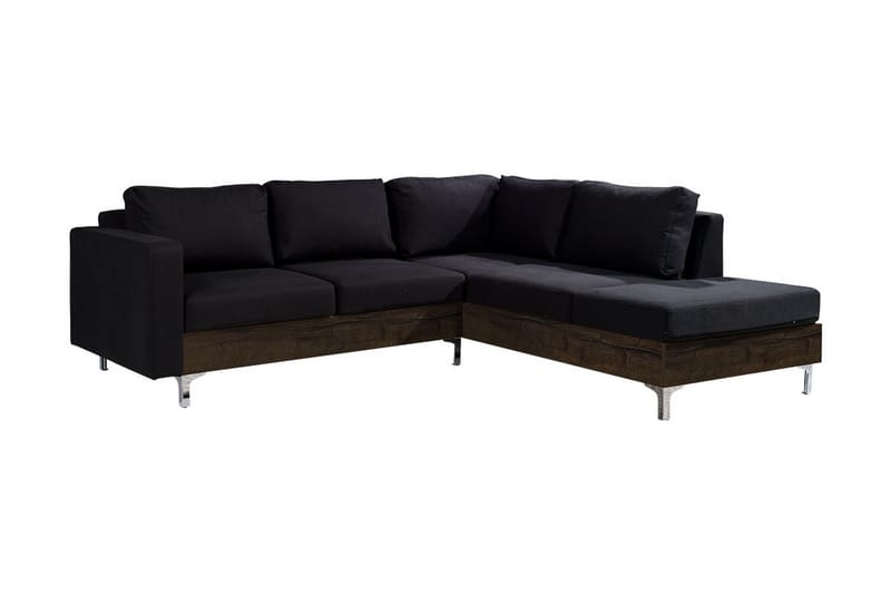 3-seters Hjørnesofa Feltch - Svart - 3 seters sofa med divan - Sofaer med sjeselong