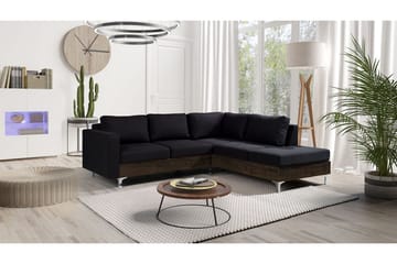 3-seters Hjørnesofa Feltch - Svart - Møbler - Sofaer - Sofaer med sjeselong - 3 seters sofa med divan