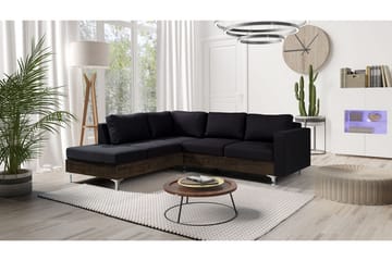 3-seters Hjørnesofa Feltch - Svart - Møbler - Sofaer - Sofaer med sjeselong - 3 seters sofa med divan