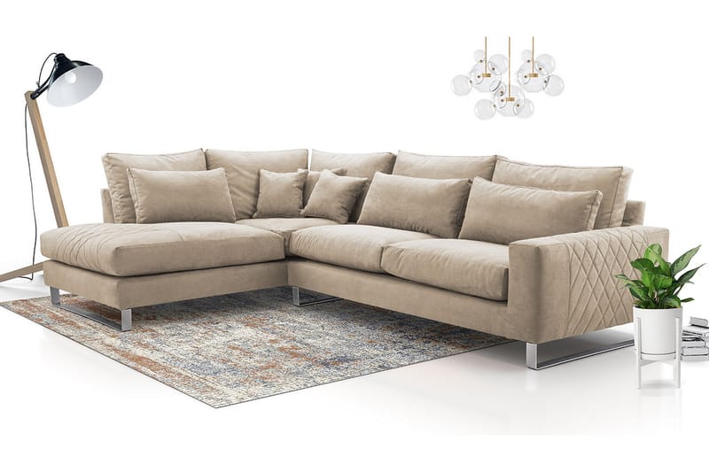 3-seters Hjørnesofa Gradella - Beige - 3 seters sofa med divan - Sofaer med sjeselong