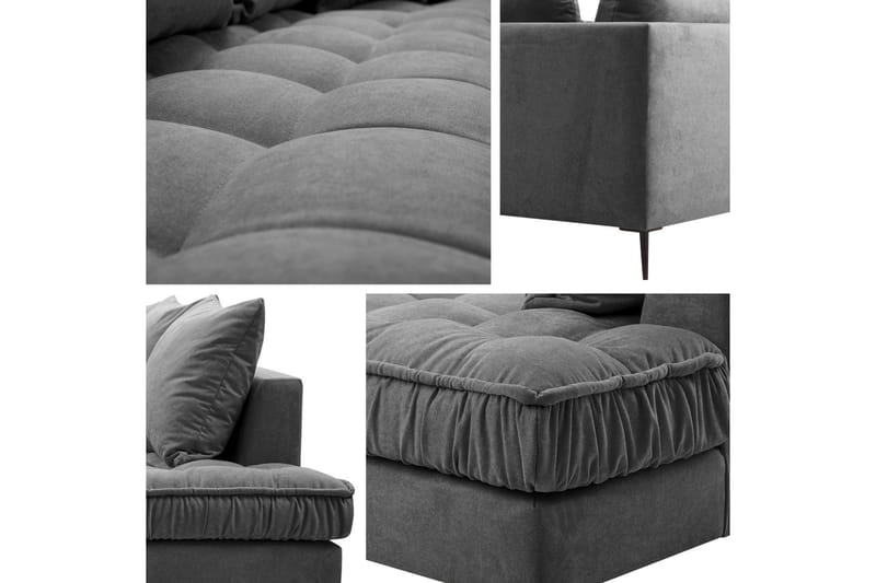 3-seters Hjørnesofa Mierzen - Blå - Fløyelssofaer - 3 seters sofa med divan - Sofaer med sjeselong