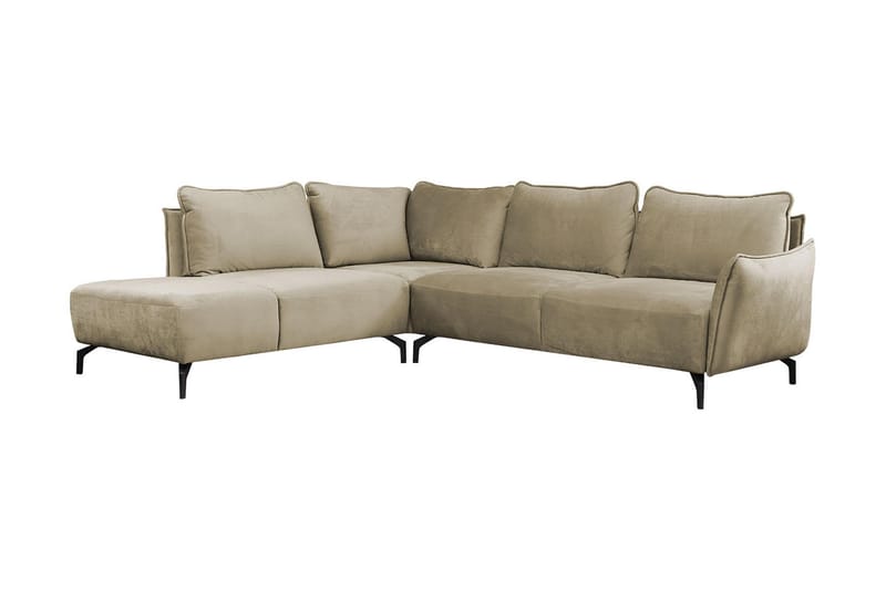 3-seters Hjørnesofa Preece - Beige - Fløyelssofaer - 3 seters sofa med divan - Sofaer med sjeselong