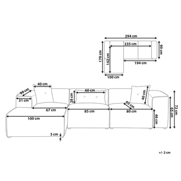3-seters sofa Dolva - Møbler - Sofaer - Sofaer med sjeselong - 3 seters sofa med divan