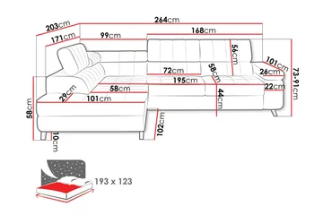 Amshyttan Sofa med Sjeselong 3-seter - Lys grå - Møbler - Sofaer - Sofaer med sjeselong - 3 seters sofa med divan