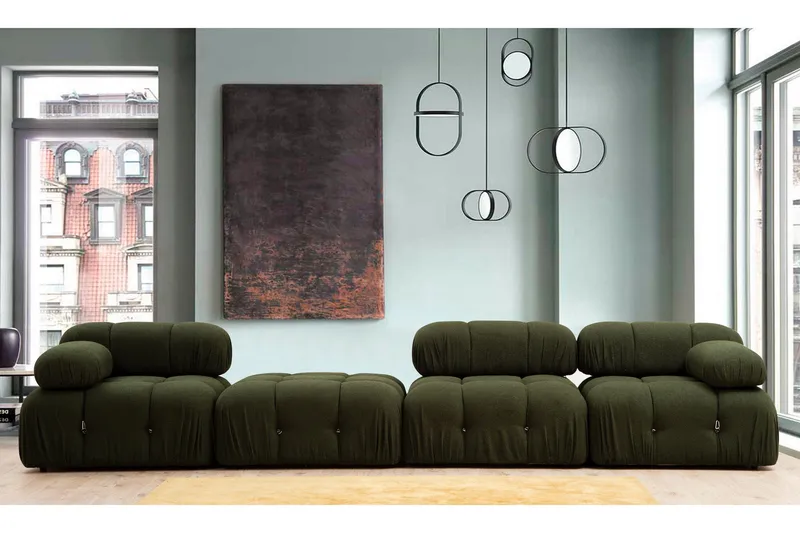 Belgin Boblende Divansofa 3-seter 288 cm - Grønn - Møbler - Sofaer - Sofaer med sjeselong - 3 seters sofa med divan