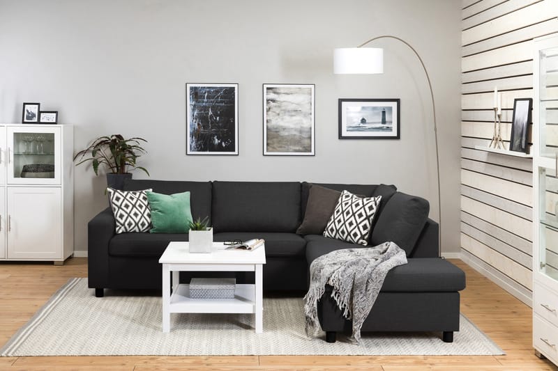 Crazy 3-seters Høyrevendt L-formet Sjeselongsofa i Stoff - Antrasitt - Møbler - Sofaer - Sofaer med sjeselong - 3 seters sofa med divan