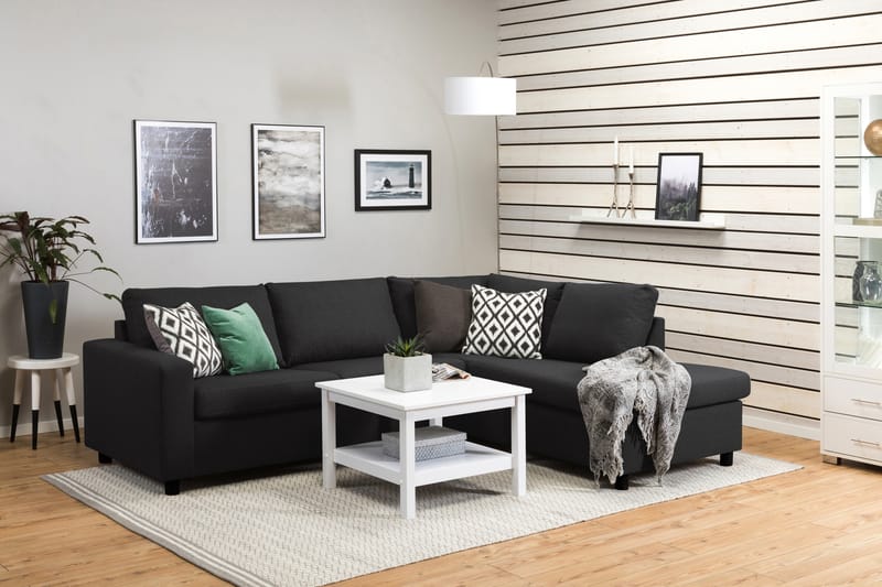 Crazy 3-seters Høyrevendt L-formet Sjeselongsofa i Stoff - Antrasitt - Møbler - Sofaer - Sofaer med sjeselong - 3 seters sofa med divan