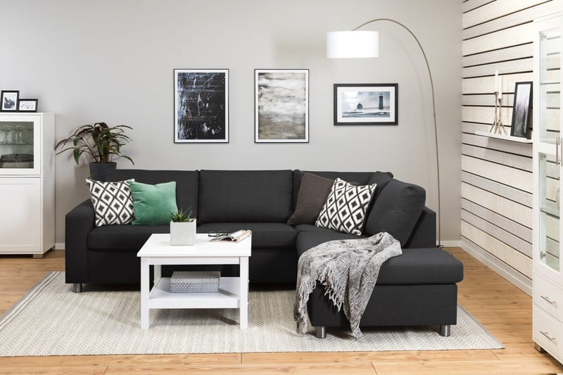 Crazy 3-seters Høyrevendt L-formet Sjeselongsofa i Stoff - Antrasitt - Møbler - Sofaer - Sofaer med sjeselong - 3 seters sofa med divan