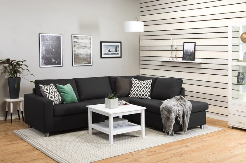 Crazy 3-seters Høyrevendt L-formet Sjeselongsofa i Stoff - Antrasitt - Møbler - Sofaer - Sofaer med sjeselong - 3 seters sofa med divan