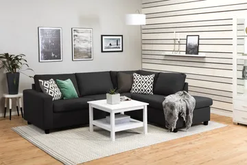 Crazy 3-seters Høyrevendt L-formet Sjeselongsofa i Stoff - Antrasitt - Møbler - Sofaer - Sofaer med sjeselong - 3 seters sofa med divan