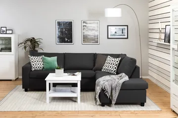 Crazy 3-seters Høyrevendt L-formet Sjeselongsofa i Stoff - Antrasitt - Møbler - Sofaer - Sofaer med sjeselong - 3 seters sofa med divan