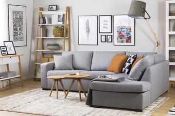 Crazy 3-seters Høyrevendt L-formet Sjeselongsofa i Stoff - Grå - Møbler - Sofaer - Sofaer med sjeselong - 3 seters sofa med divan