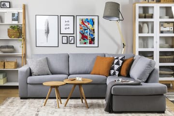 Crazy 3-seters Høyrevendt L-formet Sjeselongsofa i Stoff - Grå - Møbler - Sofaer - Sofaer med sjeselong - 3 seters sofa med divan