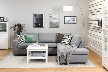 Crazy 3-seters Høyrevendt L-formet Sjeselongsofa i Stoff - Grå - Møbler - Sofaer - Sofaer med sjeselong - 3 seters sofa med divan