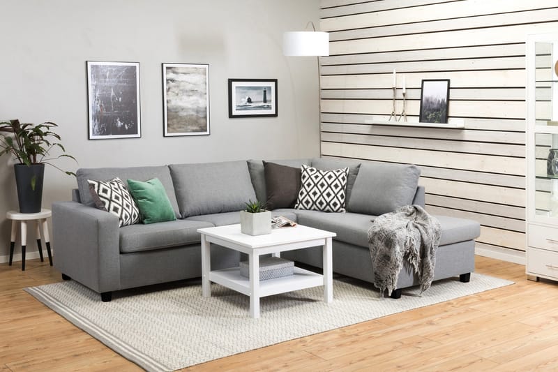 Crazy 3-seters Høyrevendt L-formet Sjeselongsofa i Stoff - Grå - Møbler - Sofaer - Sofaer med sjeselong - 3 seters sofa med divan