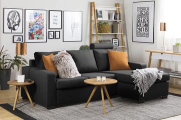 Crazy 3-seters Vendbar L-formet Sjeselongsofa i Stoff - Antrasitt - Møbler - Sofaer - Sofaer med sjeselong - 3 seters sofa med divan
