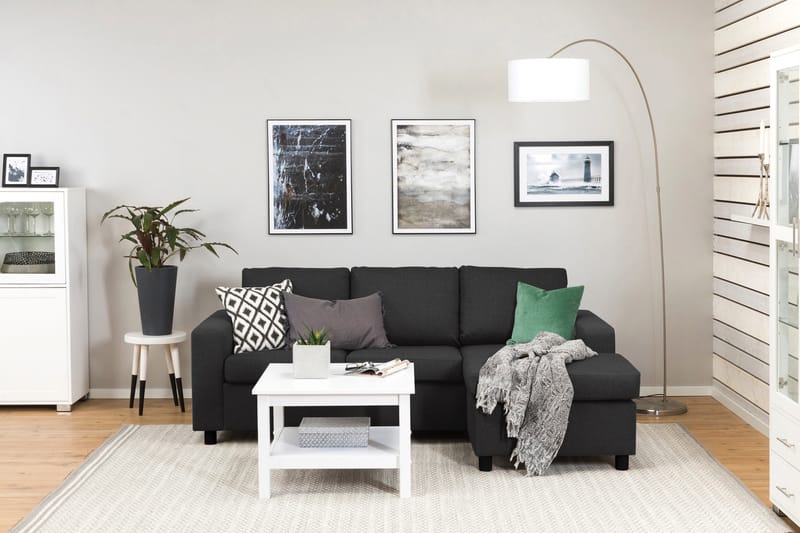 Crazy 3-seters Vendbar L-formet Sjeselongsofa i Stoff - Antrasitt - Møbler - Sofaer - Sofaer med sjeselong - 3 seters sofa med divan