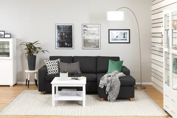Crazy 3-seters Vendbar L-formet Sjeselongsofa i Stoff - Antrasitt - Møbler - Sofaer - Sofaer med sjeselong - 3 seters sofa med divan