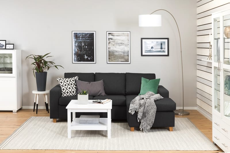 Crazy 3-seters Vendbar L-formet Sjeselongsofa i Stoff - Antrasitt - Møbler - Sofaer - Sofaer med sjeselong - 3 seters sofa med divan