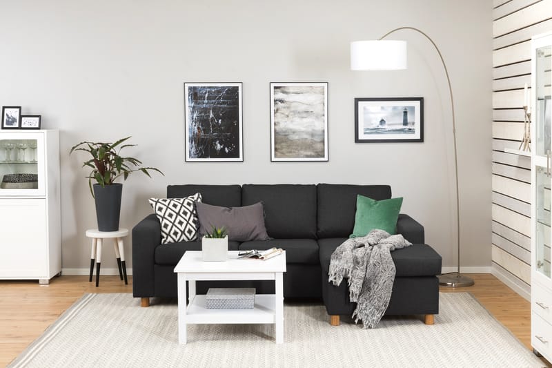 Crazy 3-seters Vendbar L-formet Sjeselongsofa i Stoff - Antrasitt - Møbler - Sofaer - Sofaer med sjeselong - 3 seters sofa med divan
