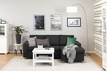 Crazy 3-seters Vendbar L-formet Sjeselongsofa i Stoff - Antrasitt - Møbler - Sofaer - Sofaer med sjeselong - 3 seters sofa med divan