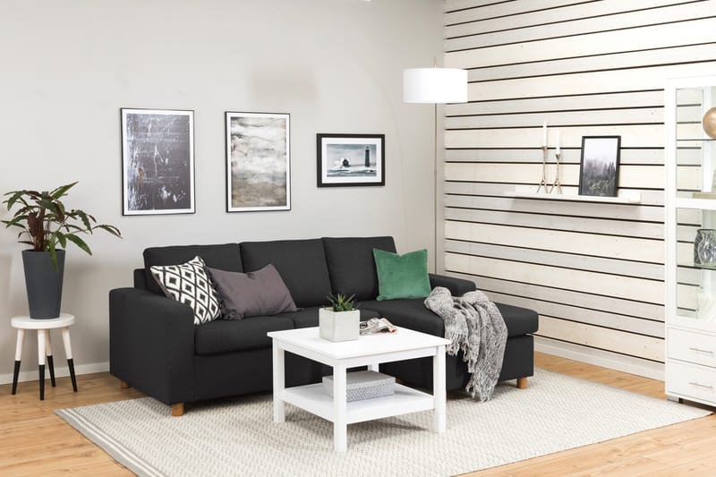 Crazy 3-seters Vendbar L-formet Sjeselongsofa i Stoff - Antrasitt - Møbler - Sofaer - Sofaer med sjeselong - 3 seters sofa med divan