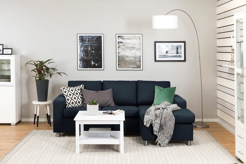 Crazy 3-seters Vendbar L-formet Sjeselongsofa i Stoff - Blå - Møbler - Sofaer - Sofaer med sjeselong - 3 seters sofa med divan