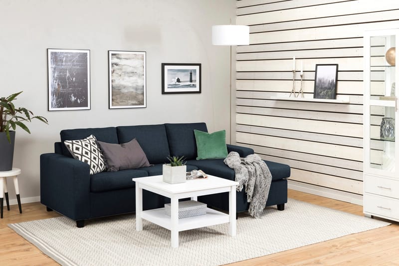Crazy 3-seters Vendbar L-formet Sjeselongsofa i Stoff - Blå - Møbler - Sofaer - Sofaer med sjeselong - 3 seters sofa med divan