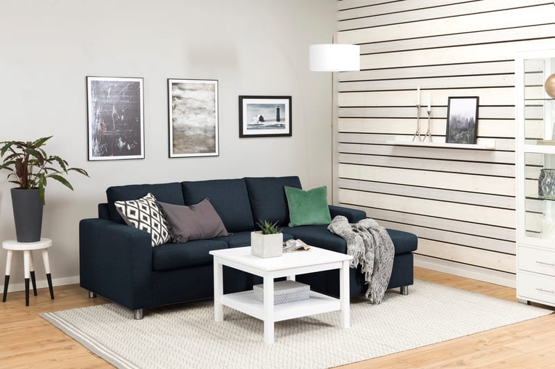 Crazy 3-seters Vendbar L-formet Sjeselongsofa i Stoff - Blå - Møbler - Sofaer - Sofaer med sjeselong - 3 seters sofa med divan