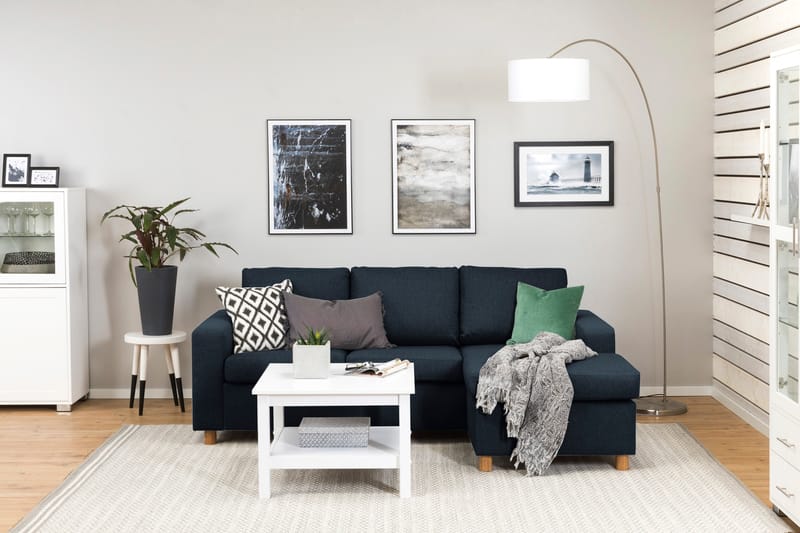 Crazy 3-seters Vendbar L-formet Sjeselongsofa i Stoff - Blå - Møbler - Sofaer - Sofaer med sjeselong - 3 seters sofa med divan