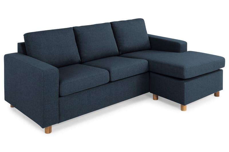 Crazy 3-seters Vendbar L-formet Sjeselongsofa i Stoff - Blå - Møbler - Sofaer - Sofaer med sjeselong - 3 seters sofa med divan
