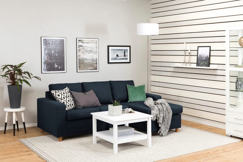 Crazy 3-seters Vendbar L-formet Sjeselongsofa i Stoff - Blå - Møbler - Sofaer - Sofaer med sjeselong - 3 seters sofa med divan