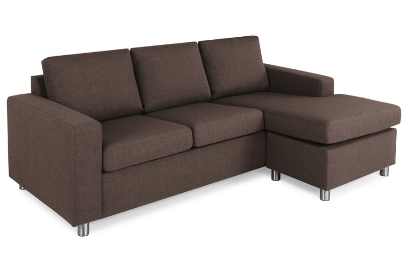 Crazy 3-seters Vendbar L-formet Sjeselongsofa i Stoff - Brun - Møbler - Sofaer - Sofaer med sjeselong - 3 seters sofa med divan