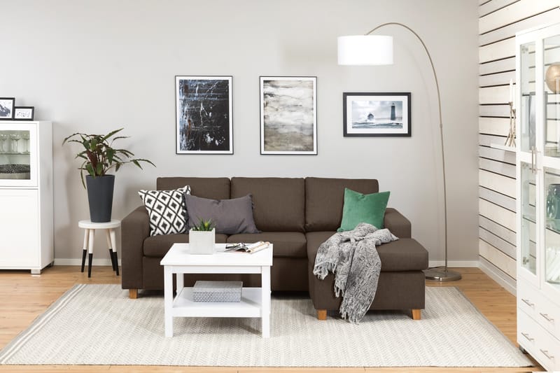Crazy 3-seters Vendbar L-formet Sjeselongsofa i Stoff - Brun - Møbler - Sofaer - Sofaer med sjeselong - 3 seters sofa med divan