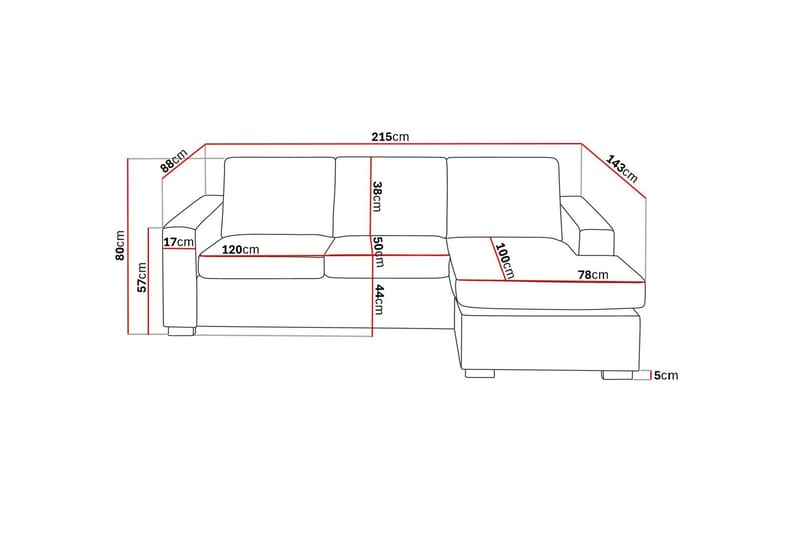Crazy 3-seters Vendbar L-formet Sjeselongsofa i Stoff - Brun - Møbler - Sofaer - Sofaer med sjeselong - 3 seters sofa med divan
