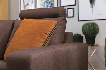 Crazy 3-seters Vendbar L-formet Sjeselongsofa i Stoff - Brun - Møbler - Sofaer - Sofaer med sjeselong - 3 seters sofa med divan