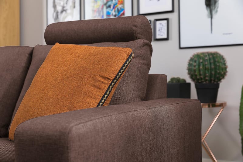 Crazy 3-seters Vendbar L-formet Sjeselongsofa i Stoff - Brun - Møbler - Sofaer - Sofaer med sjeselong - 3 seters sofa med divan