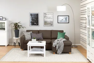 Crazy 3-seters Vendbar L-formet Sjeselongsofa i Stoff - Brun - Møbler - Sofaer - Sofaer med sjeselong - 3 seters sofa med divan