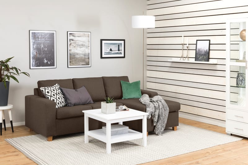 Crazy 3-seters Vendbar L-formet Sjeselongsofa i Stoff - Brun - Møbler - Sofaer - Sofaer med sjeselong - 3 seters sofa med divan
