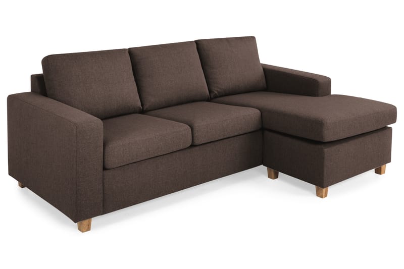 Crazy 3-seters Vendbar L-formet Sjeselongsofa i Stoff - Brun - Møbler - Sofaer - Sofaer med sjeselong - 3 seters sofa med divan