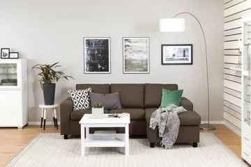 Crazy 3-seters Vendbar L-formet Sjeselongsofa i Stoff - Brun - Møbler - Sofaer - Sofaer med sjeselong - 3 seters sofa med divan