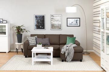 Crazy 3-seters Vendbar L-formet Sjeselongsofa i Stoff - Brun - Møbler - Sofaer - Sofaer med sjeselong - 3 seters sofa med divan