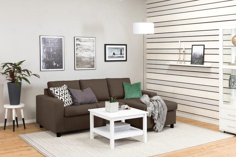 Crazy 3-seters Vendbar L-formet Sjeselongsofa i Stoff - Brun - Møbler - Sofaer - Sofaer med sjeselong - 3 seters sofa med divan